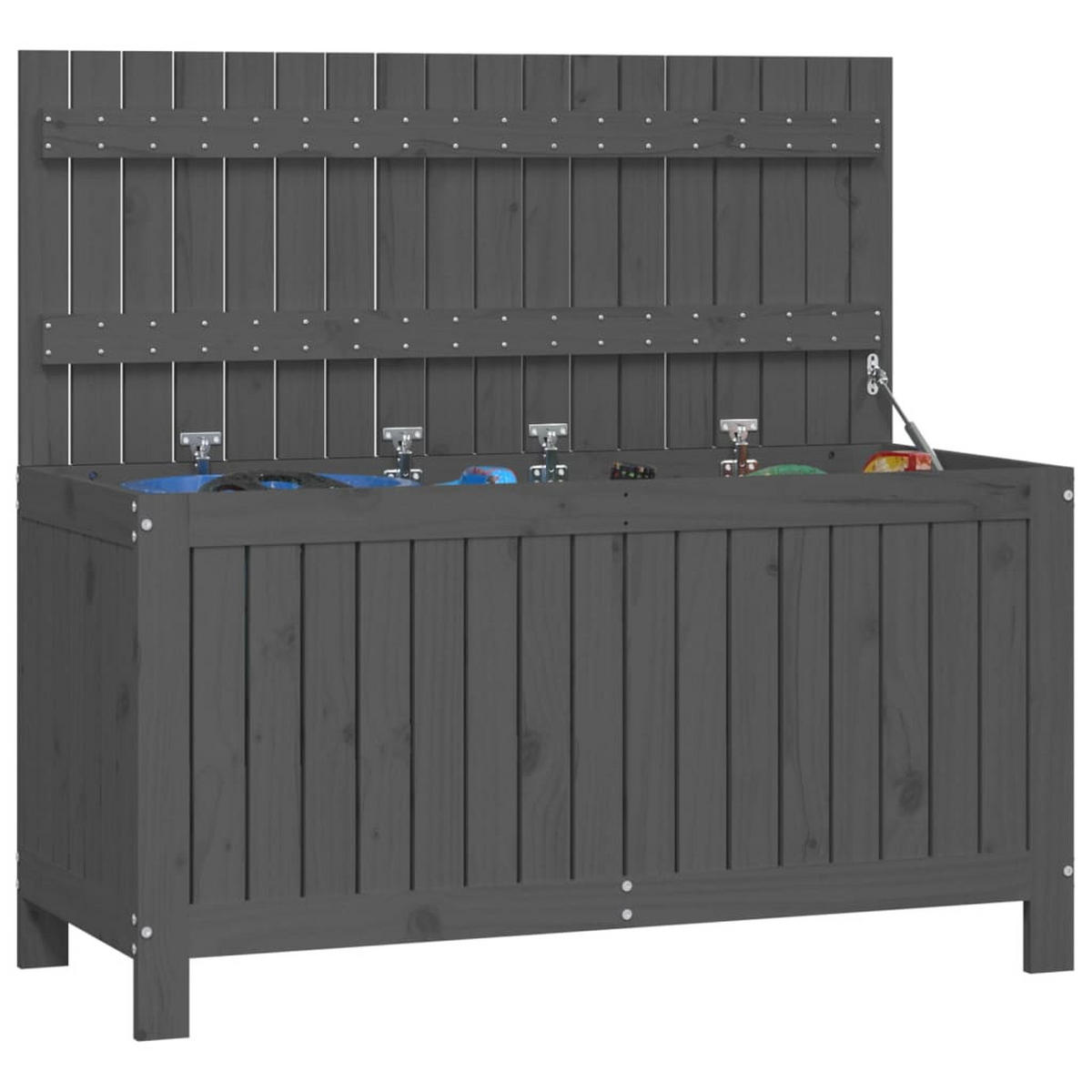 GARTENTRUHE Grau 115x49x60 cm Massivholz Kiefer - Grau, Holz (115/60/49cm) - furnicato