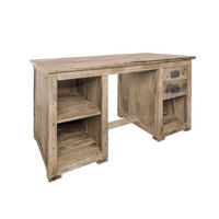 SCHREIBTISCH Mango 140x80x76 whitewash lackiert RAILWAY #361 - Beige, Holz (80/140/76cm) - Massivmoebel24