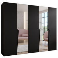 DREHTÜRENSCHRANK 202/250/52 5-türig - Schwarz, Holz/Metall (250/202/52cm) - Abiks Möbel