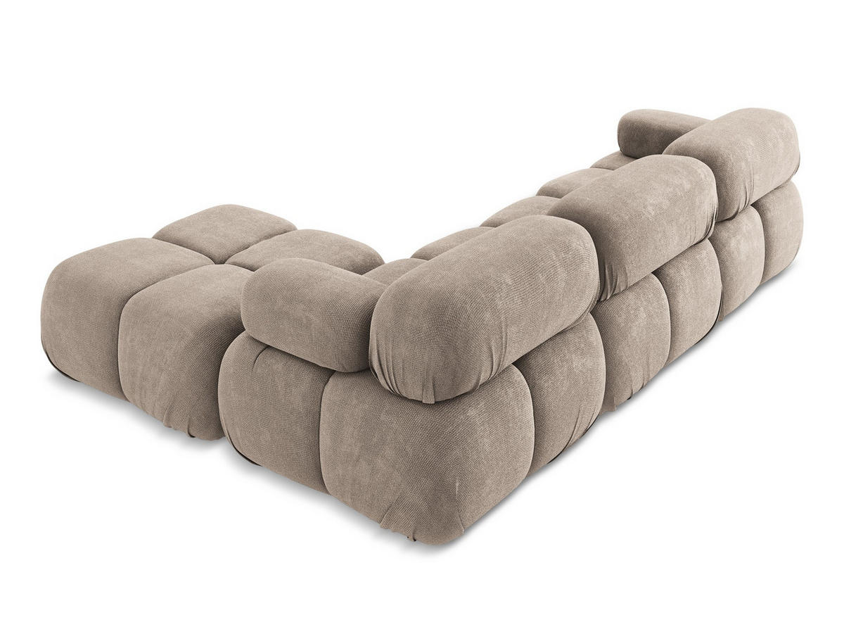 ECKSOFA Beidseitig Chenille Stoff Beige - Beige/Schwarz, Kunststoff/Textil (285/191cm) - Makamii