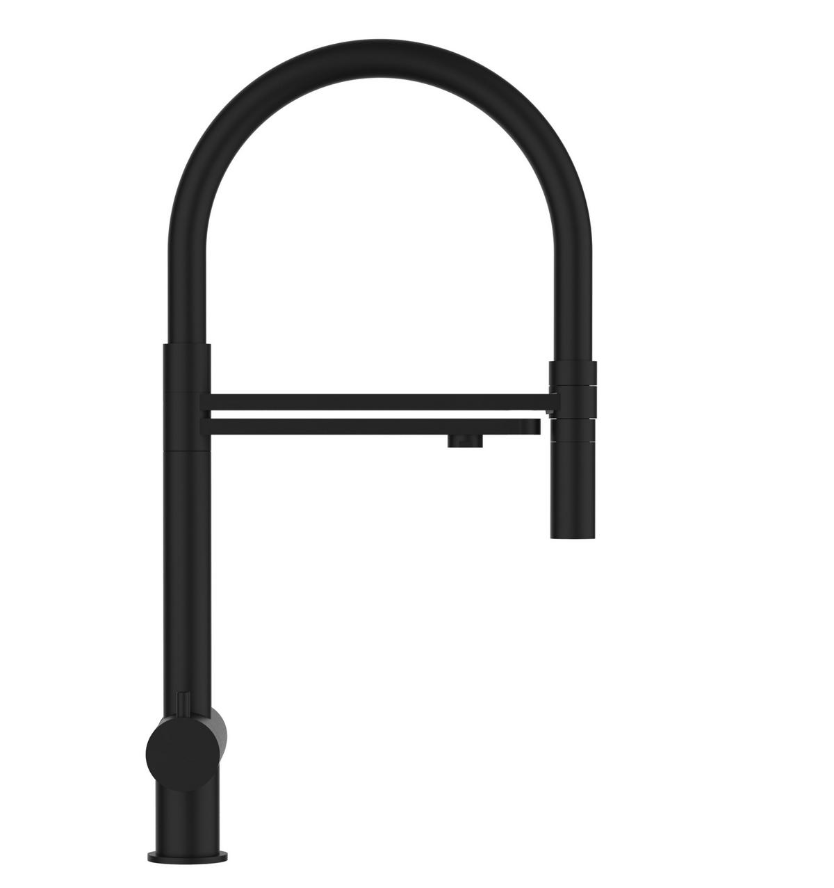 3-WEGE-KÜCHENARMATUR, Edelstahl Massiv aus Chirurgenstahl, PVD Schwarz Matt, 2-Strahl-Brause - Schwarz, Metall (26/49/26cm) - VIZIO