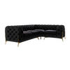 ECKSOFA Chesterfield Lexi Schwarz Samt, Ottomane rechts - Goldfarben/Schwarz, Holz/Textil (264/204cm) - S-Style Möbel