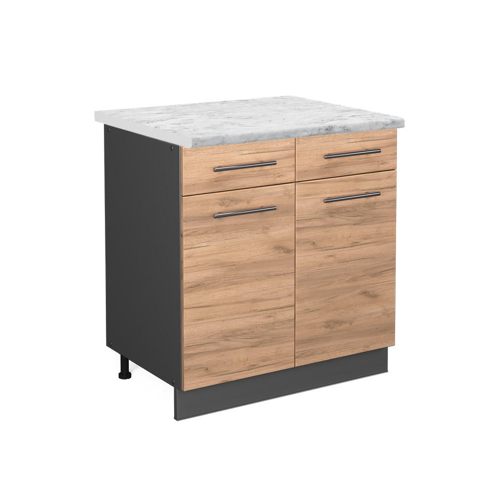KÖKSUNDERSKÅP Fame-Line Goldkraft ek 80 cm , AP Marble Ekfärgad, Antracit 82/80/60 cm