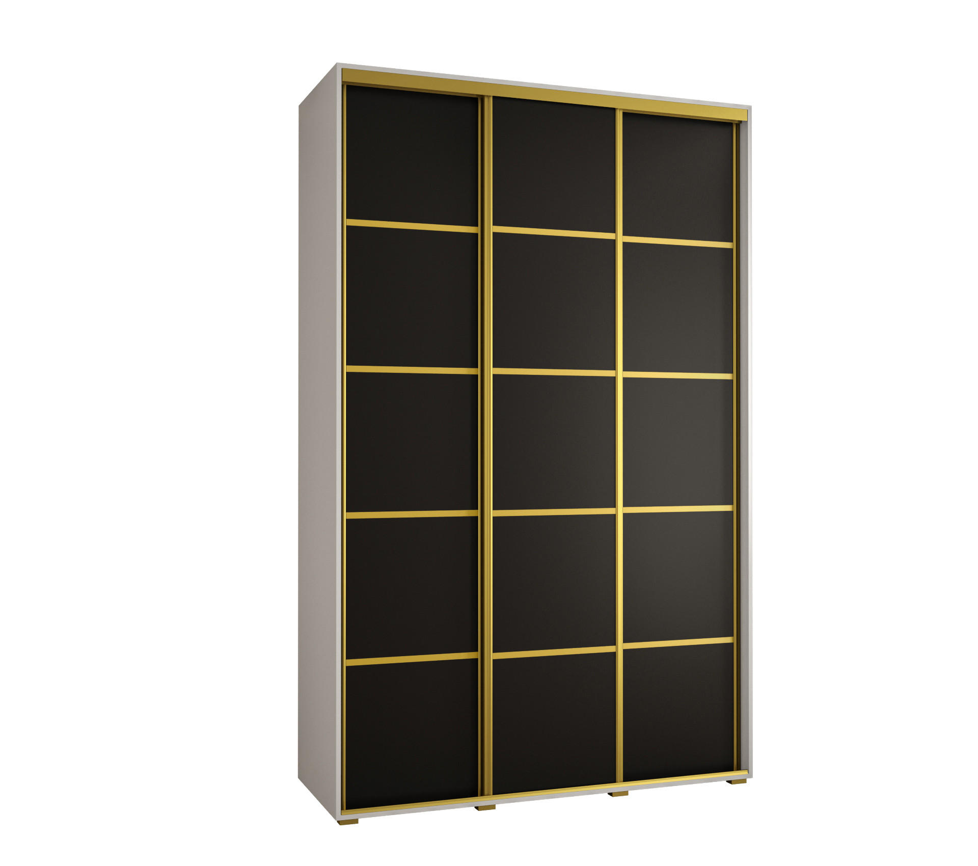 Abiks Möbel Schwebetürenschrank Weiß, Schwarz, Gold 150x235x45 cm