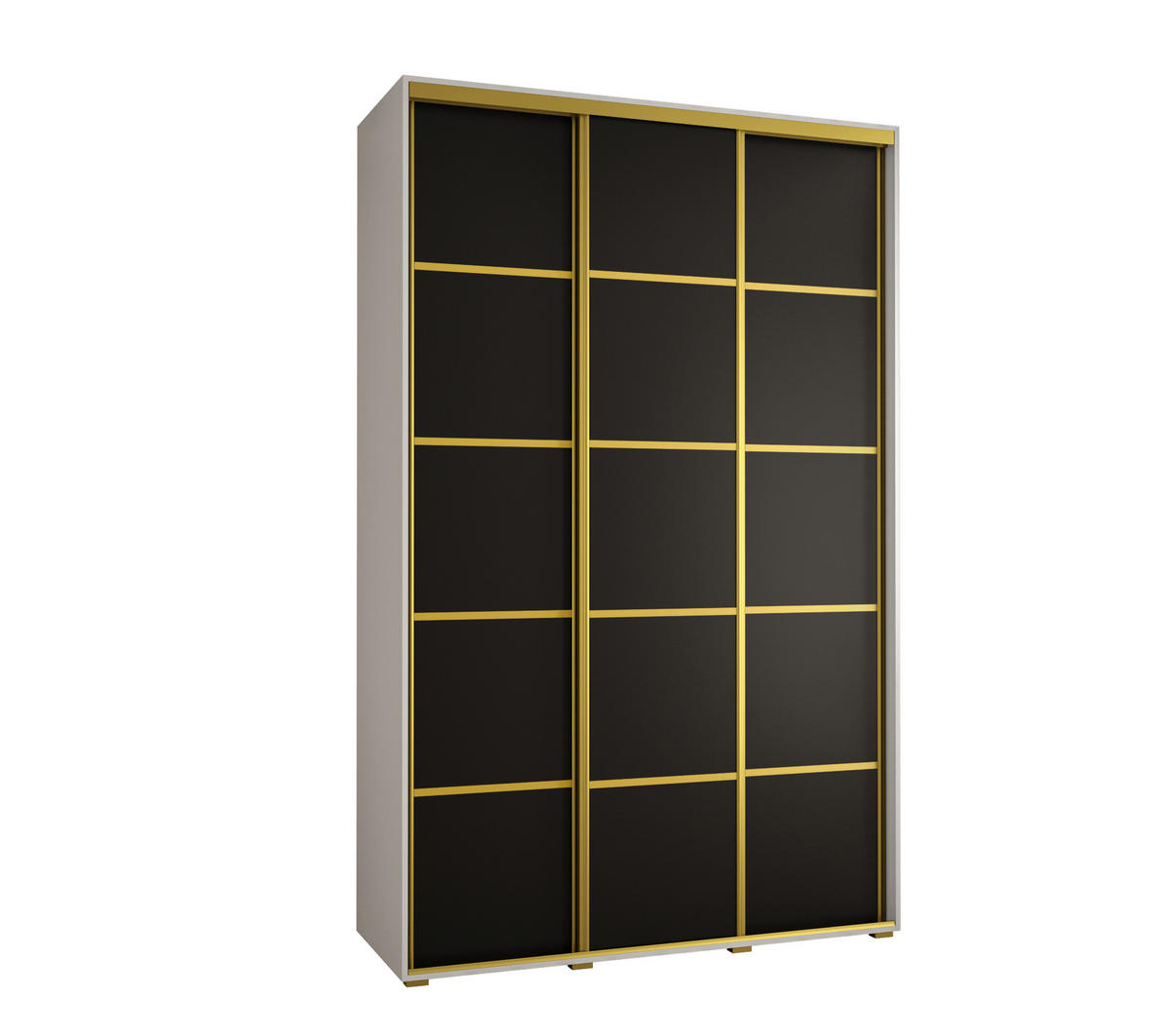 SCHWEBETÜRENSCHRANK 235,2/150/45 3-türig - Goldfarben/Schwarz, Holz/Metall (150/235/45cm) - Abiks Möbel