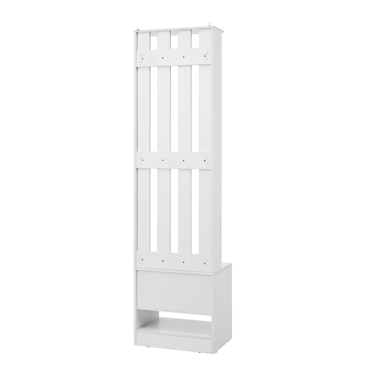 GARDEROBEN-SET in Weiß mit Rückwand und Haken für Eingangsbereich und Flur, B50/T36/H190 cm - Weiß, Holzwerkstoff (50/190/36cm) - STILVORA