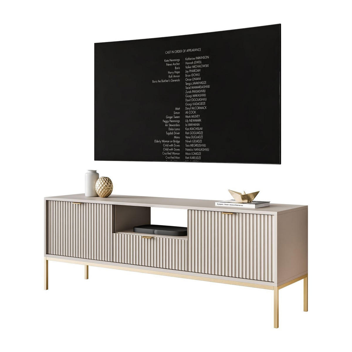 TV-ELEMENT CORTADO GOLD RTV154 KASCHMIR - Beige, Holzwerkstoff (154/56/39cm) - Lookway