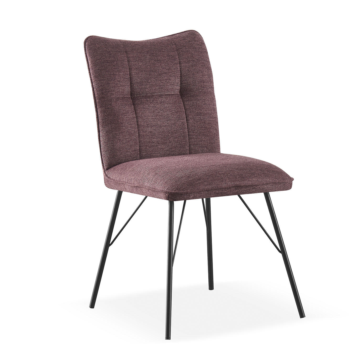 STUHL NELE Merlot 2 Stück - Rot, Textil/Metall (46/85/60cm) - B&D Home