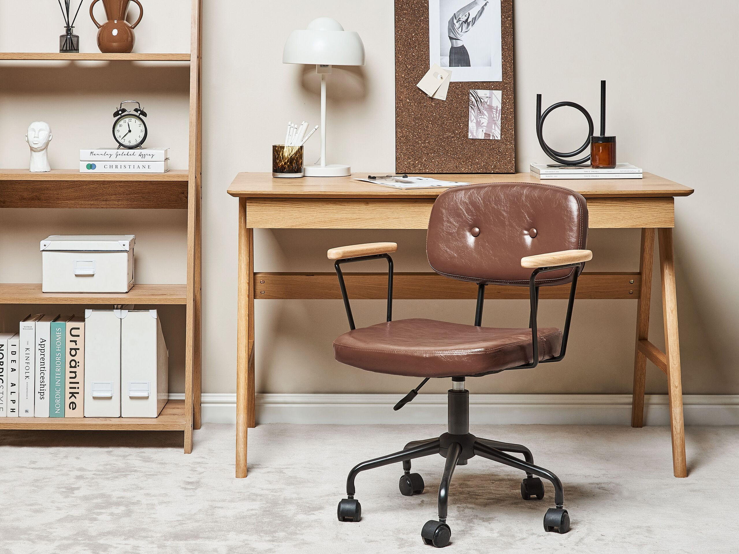 BÜROSTUHL Kunstleder Braun Algerita - Braun, Textil/Metall (62/77/62cm) - Beliani