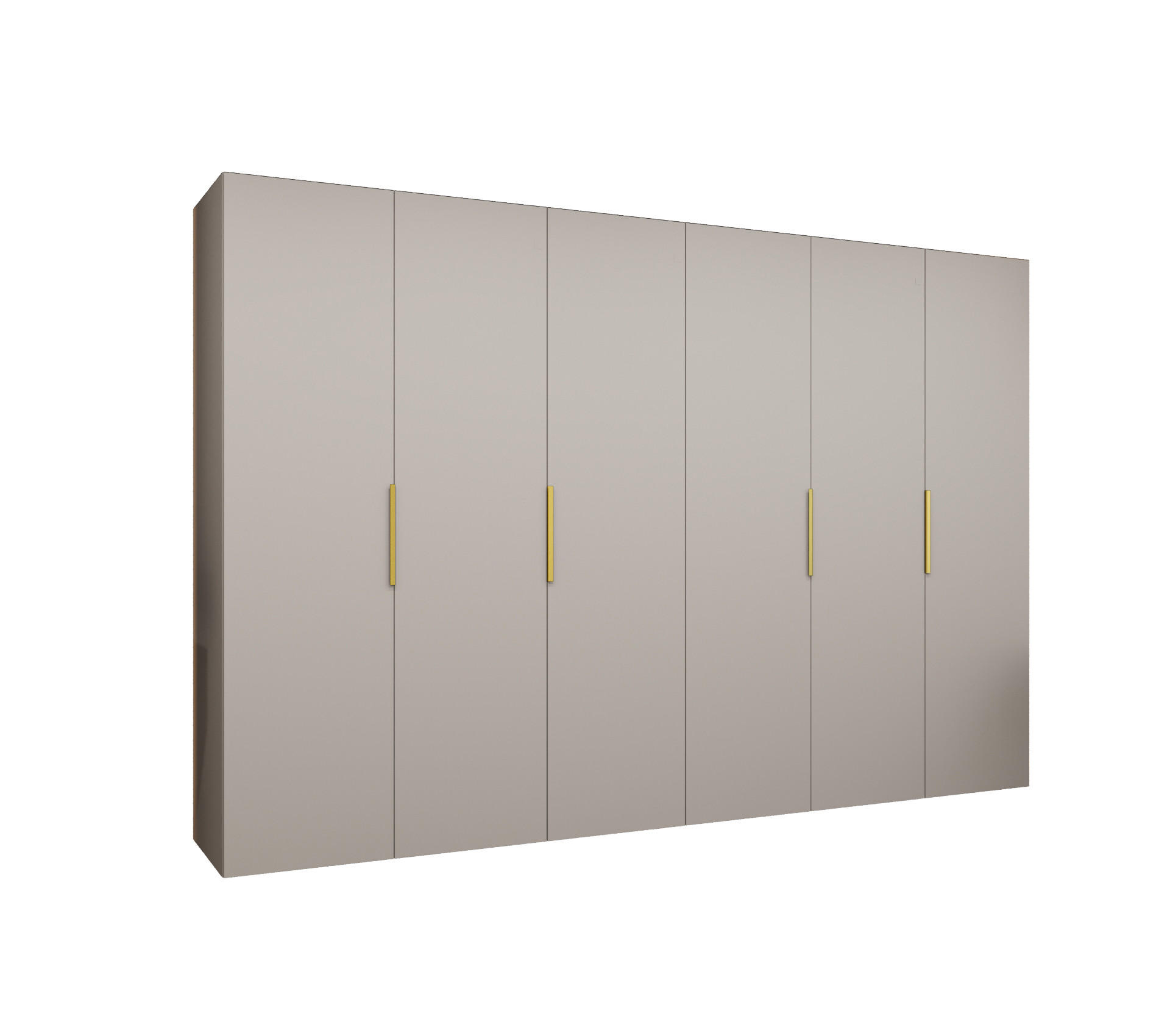 DREHTÜRENSCHRANK 202/300/52 6-türig - Kaschmir/Goldfarben, Holz (300/202/52cm) - MÖBEL KRYSPOL