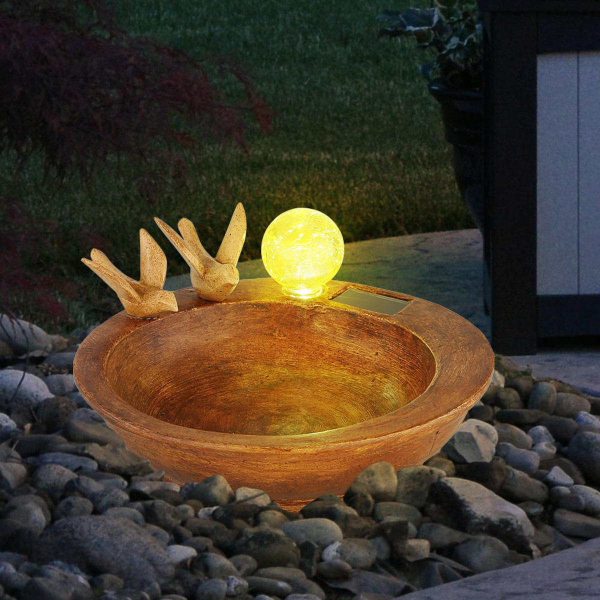 LED AUSSENLEUCHTE Solarleuchte Braun - Braun, Kunststoff (26/23/12.3cm) - Globo Lighting