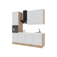 KÜCHENZEILE 240 cm Livaro – KU-S33 – Weiß / Sonoma Eiche - Weiß/Sonoma Eiche, Holzwerkstoff (240/247/60cm) - hi-markt