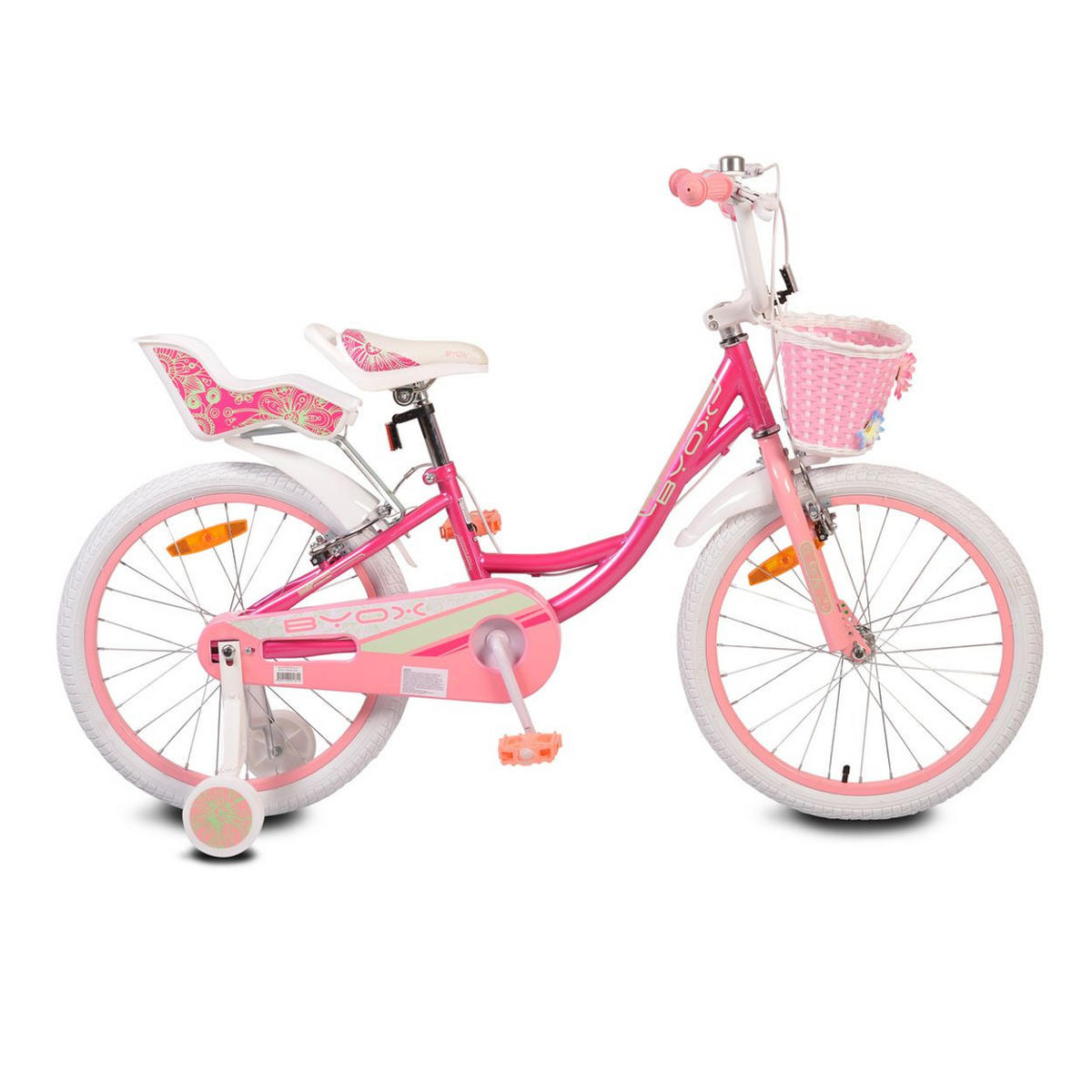 KINDERFAHRRAD Fashion 20 Zoll pink Stützräder, Korb am Lenker, Puppensitz - Pink, Metall (87cm)