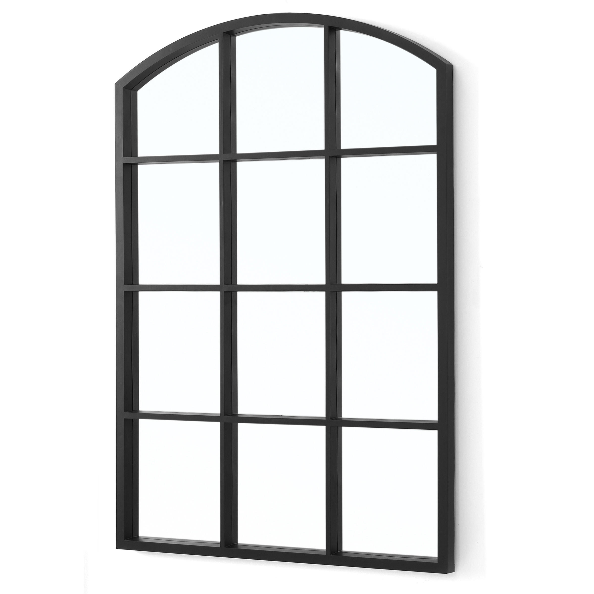FENSTERSPIEGEL Bogenrahmen 76/52 cm - Schwarz, Glas (52/76/3cm) - Giftdecor
