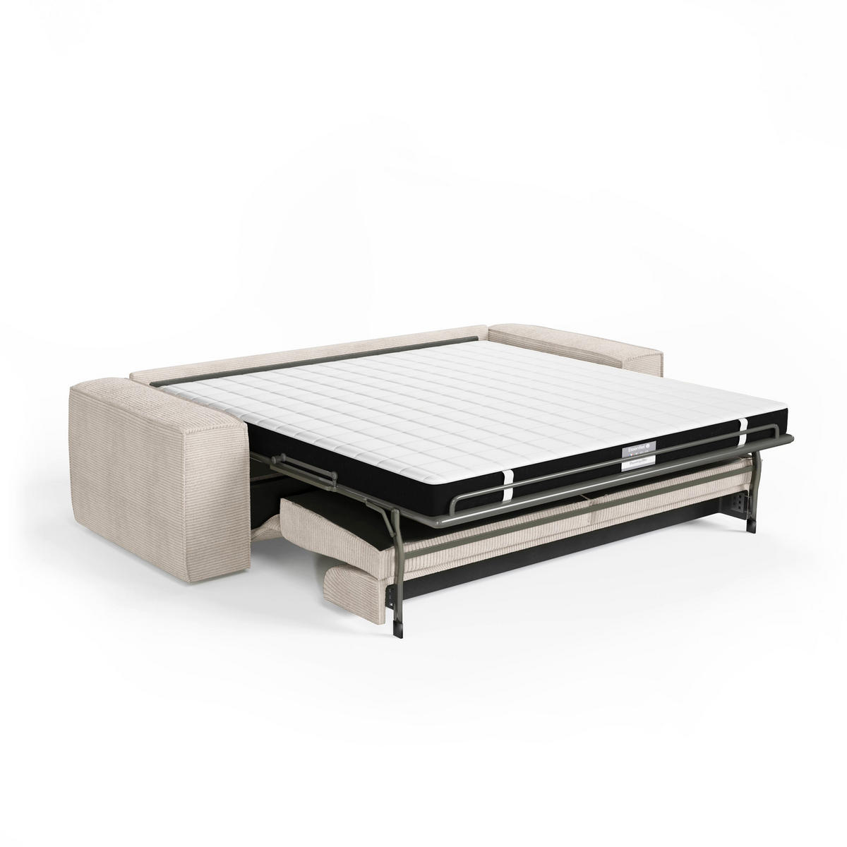 SCHLAFSOFA EXPRESS Dunlopillo Kordstoff creme 160 cm - Creme, Textil (234/90/100cm) - Sia Home