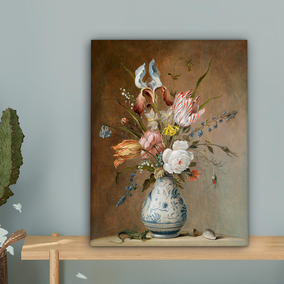 LEINWANDBILD Alte Meister - Blumen - Balthasar van der Ast 30x40 cm - Hellbraun, Textil (30/40cm) - MuchoWow
