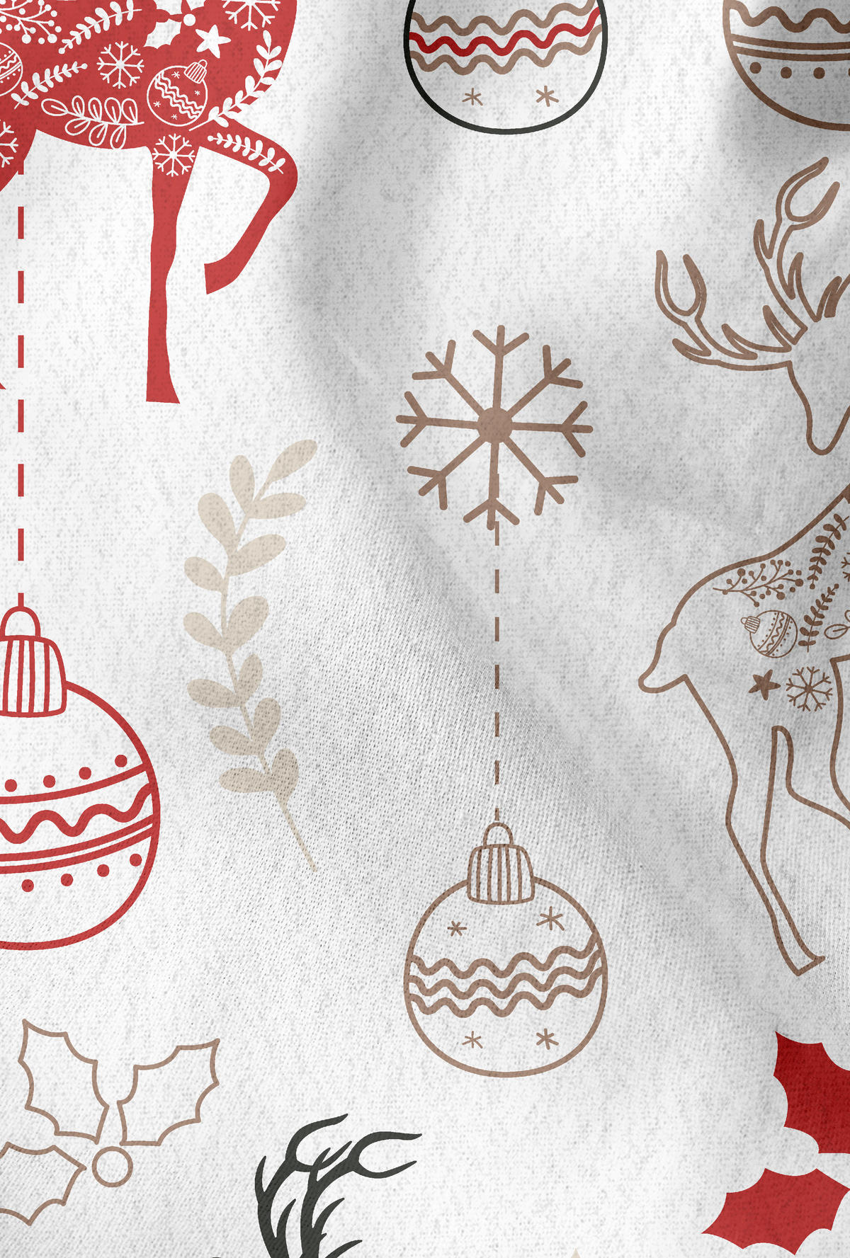 BETTWÄSCHE-GARNITUR Biber Hirsche Weihnachten weiss, 135x200 cm + 80x80 cm - Weiß, Textil (135/200cm) - Castell