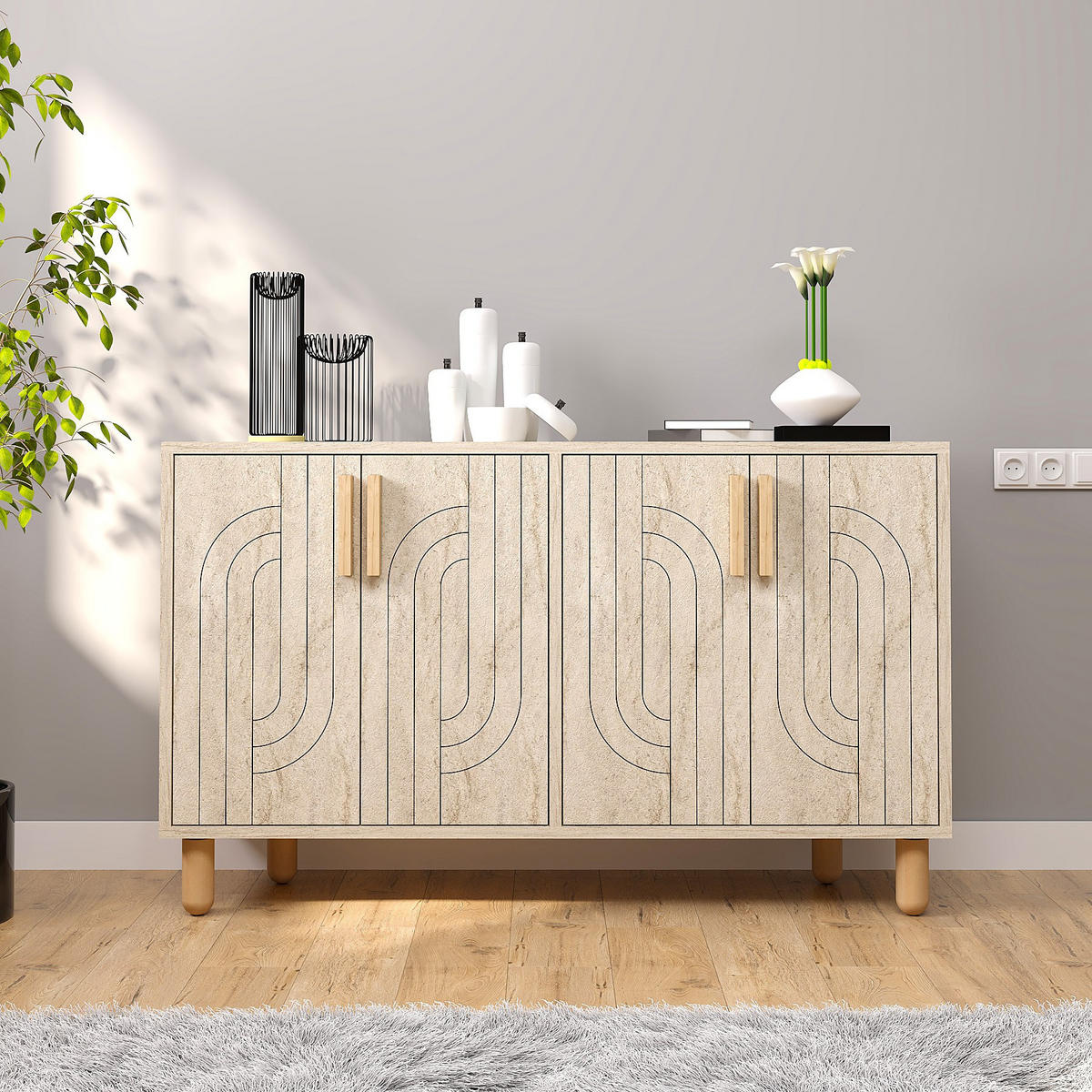 BUFFETSCHRANK rodney beige - Beige, Holz (30/74/120cm) - Habitat Garten