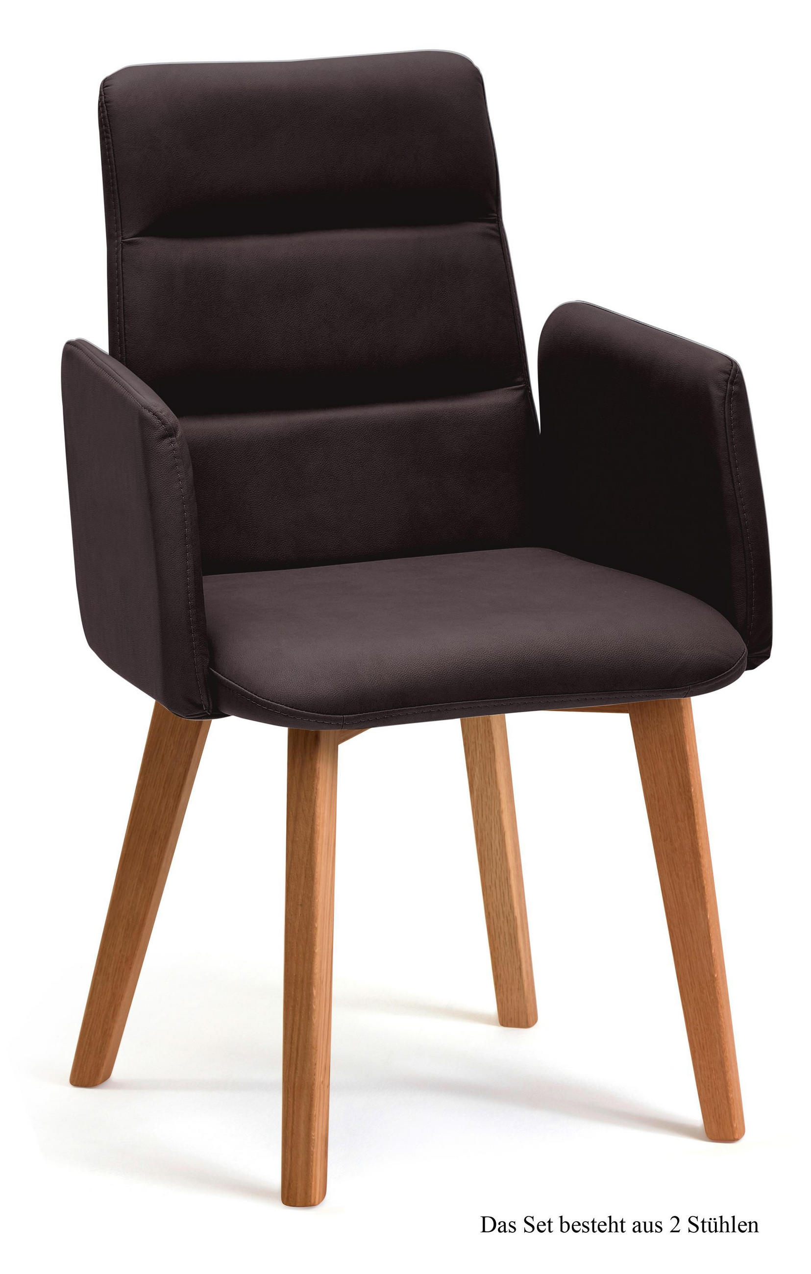 ARMLEHNSTUHL (2er-Set) Darelle 52x92x60 Eiche geölt/Espresso - Eichefarben/Dunkelbraun, Kunststoff (60/92/52cm) - 58aufmkessel