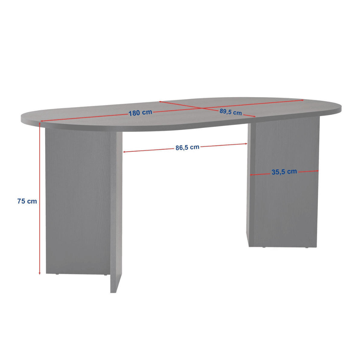 ESSTISCH mit abgerundeten Kanten sable 180/75/89,5 cm - Beige, Holzwerkstoff (180/89.5/75cm) - Calicosy