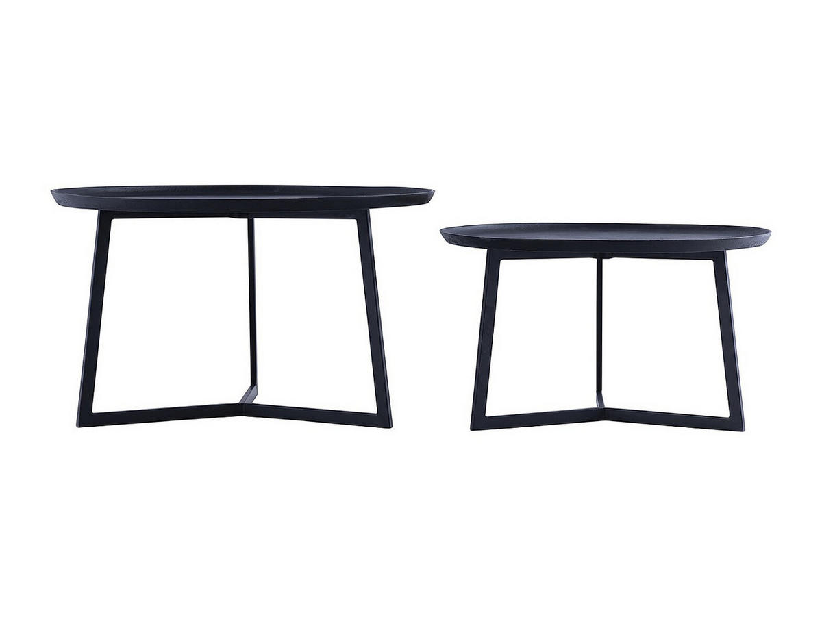 COUCHTISCH-SET - Metall - Schwarz & Goldfarben - ADALINA - Schwarz, Metall (72/72/44cm) - Vente-Unique