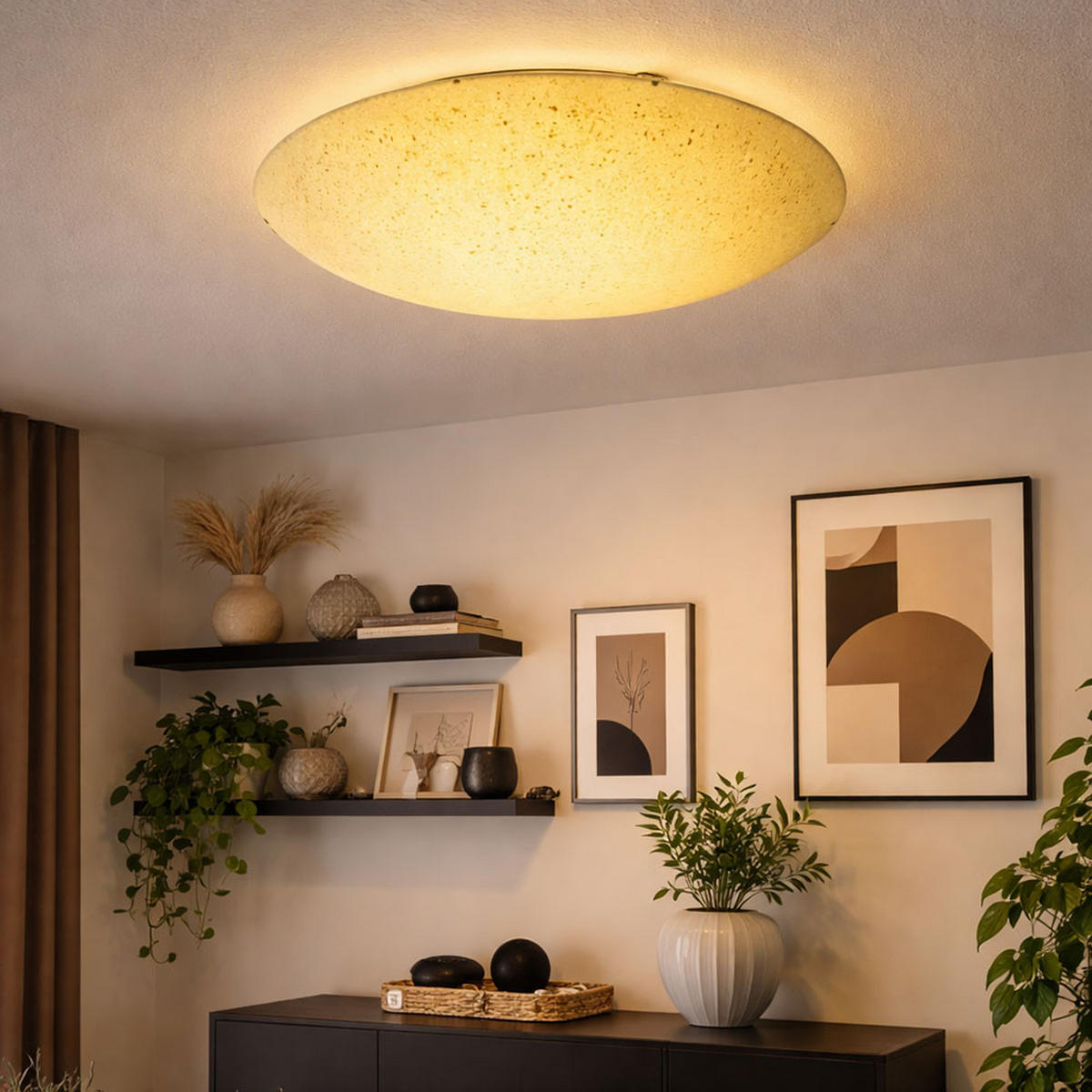 DECKENLEUCHTE Metall Glas Gelb - Gelb, Glas (39.5/39.5/8cm)