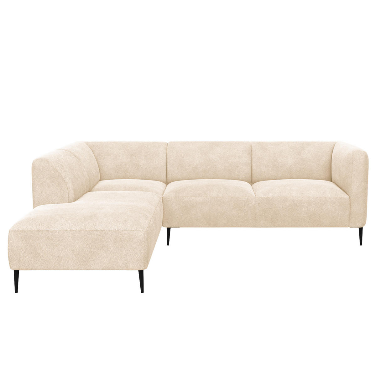2,5-SITZER ECKSOFA mit Ottomane - Beige/Schwarz, Textil/Metall (252/205cm) - home24