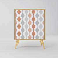SIDEBOARD HAZY NOSTALGIA, Eichefarben, 57,5x42x75,5 cm, Goldfarbene Metallfüße - Eichefarben/Goldfarben, Holzwerkstoff/Metall (57.5/75.5/42cm) - SpaceRebels