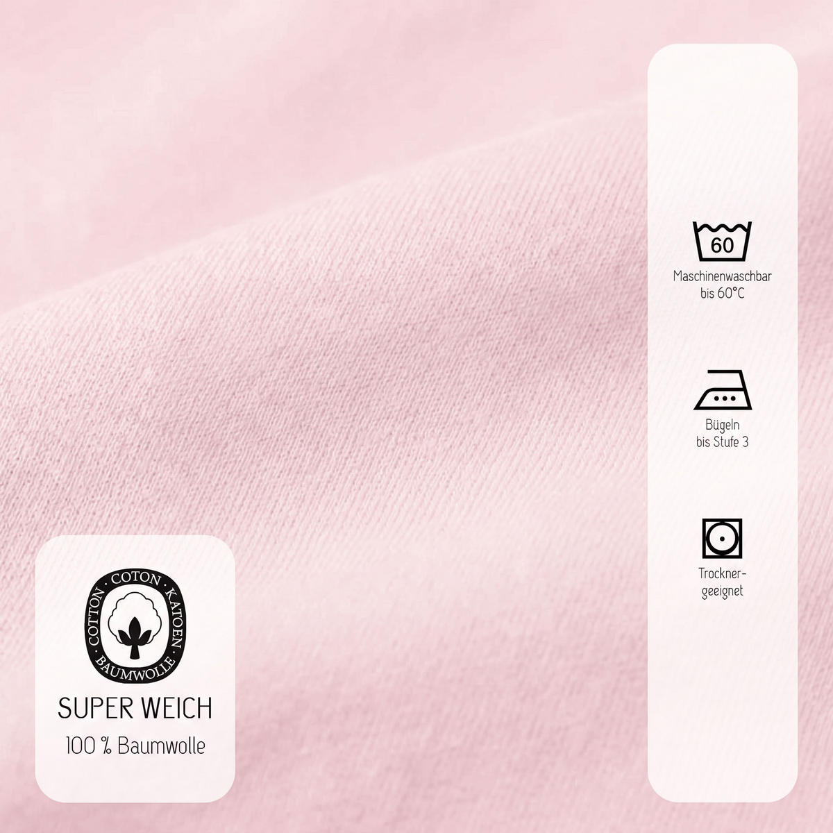SPANNBETTTUCH Basic Jersey rose, 140x200 cm - 160x200 cm - Rosa, Textil (160/200cm) - biberna