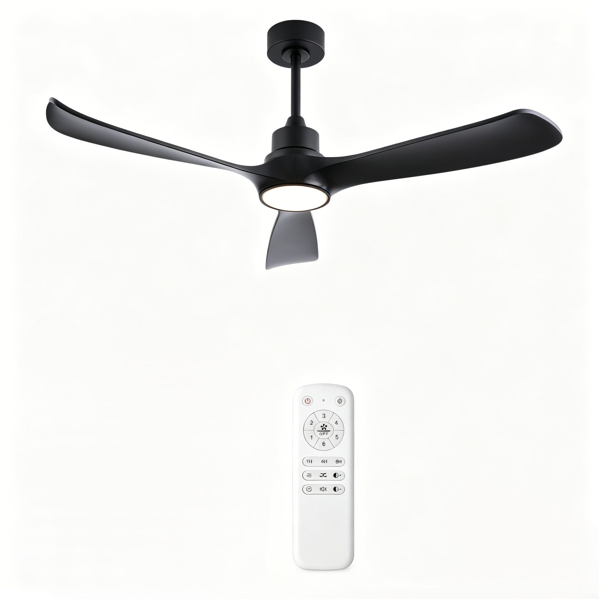 DECKENVENTILATOR & LED Beleuchtung Vor-/Rücklauf reversibler DC-Motor - Schwarz, Kunststoff (132/132/45.7cm) - BEXEVUE