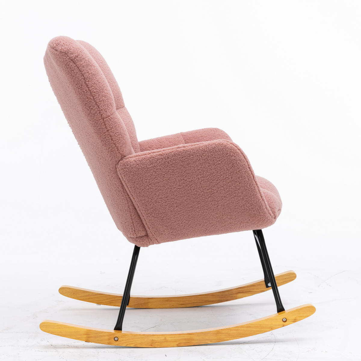 SCHAUKELSTUHL im Mid-Century-Stil mit Teddy-Bezug und Polsterung, Rosa - Pink, Textil (80/95/70cm) - Kaket