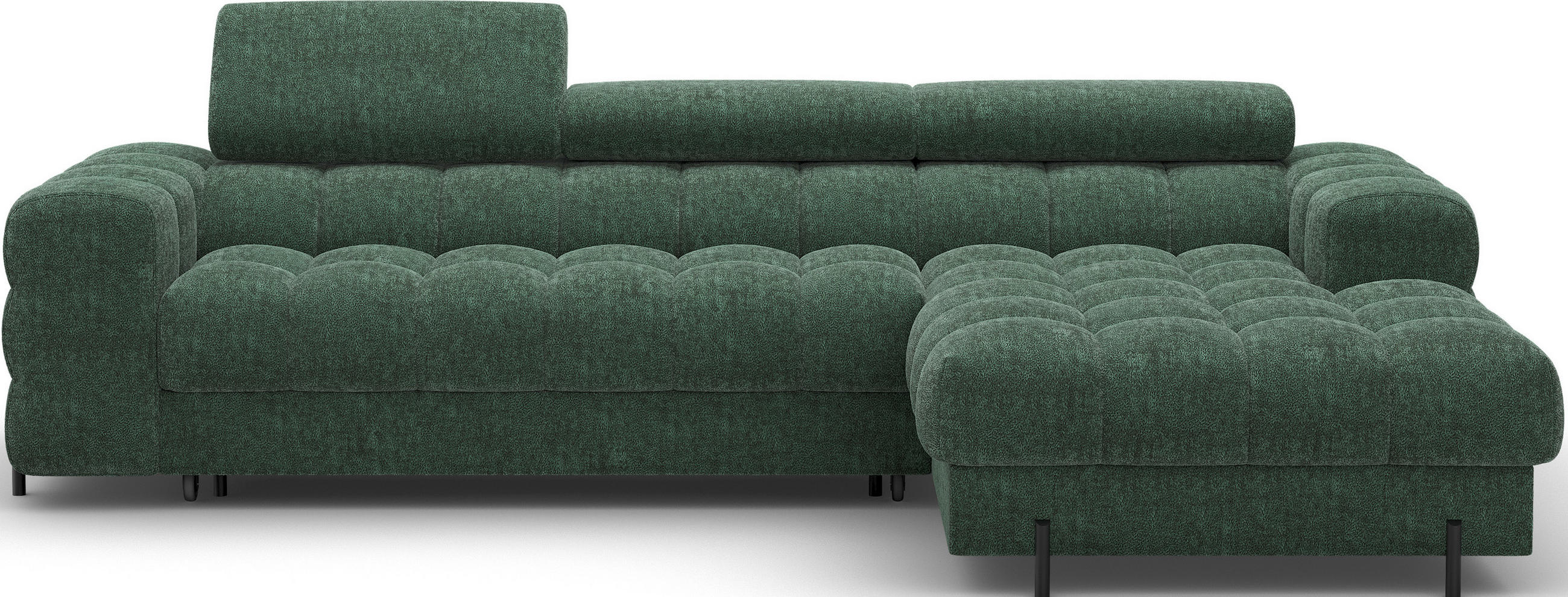 ECKSOFA FELRO mit Schlaffunktion, Bettkasten & verstellbaren Kopfstützen – Modernes Premium-Ecksofa in L-Form - Grün, Kunststoff (181/285cm) - Wohnideebilder