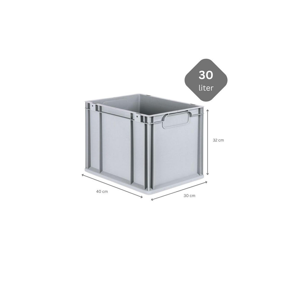EUROBOX 4x Nextgen Economy Mit Scharnierdeckel Grau/BlauGriffe Geschlossen 30 Liter - Blau, Kunststoff (30/32/40cm) - PROREGAL