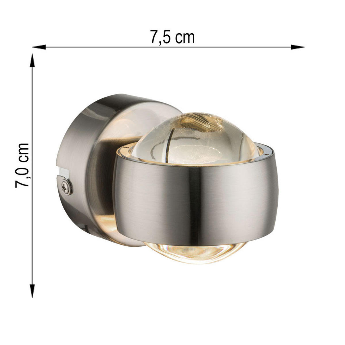 LED WANDLEUCHTE RANDI Silber matt - Silberfarben, Glas (7.5/10/10cm) - Globo Lighting