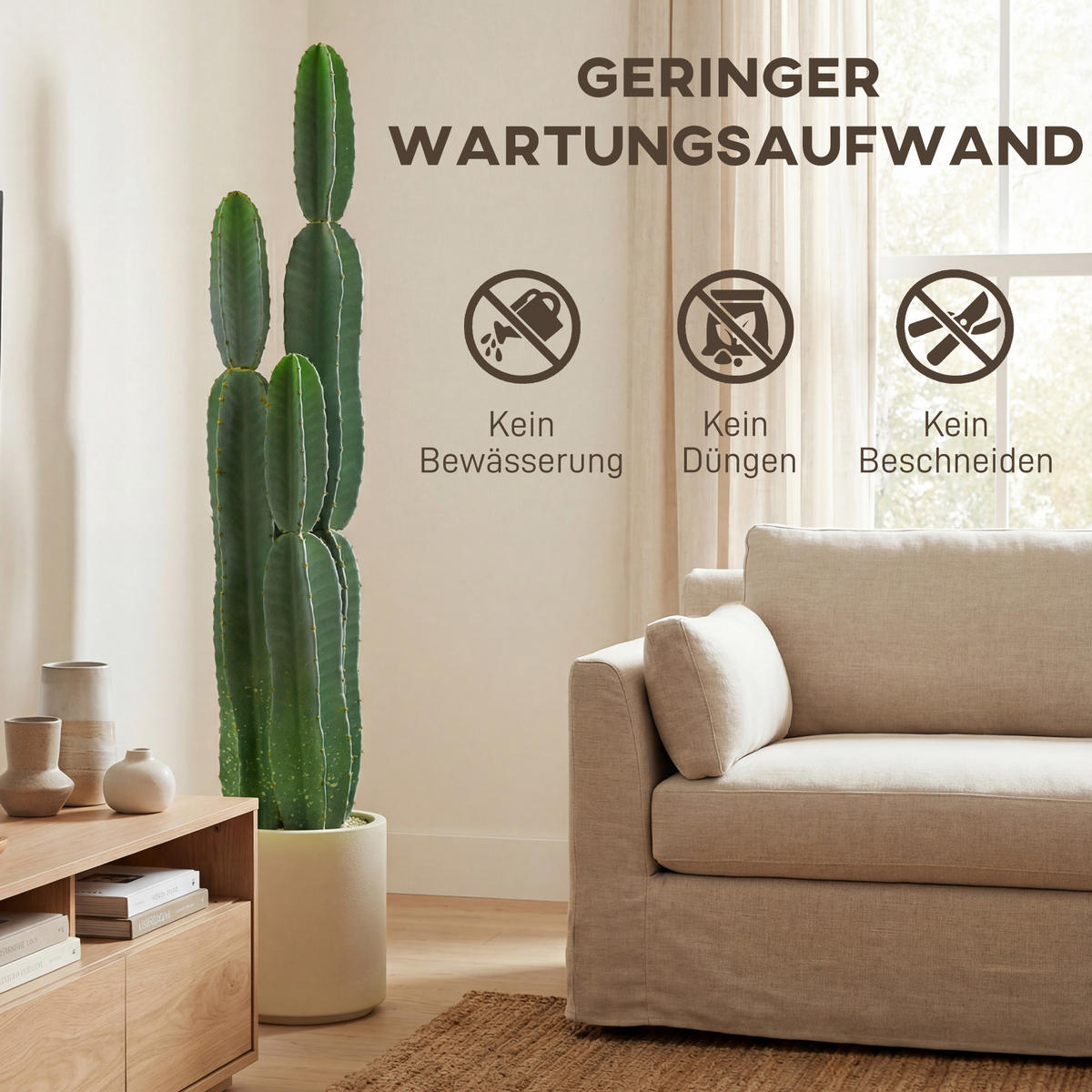 KAKTUS DE-08624 111 cm groß für Wohnzimmer & Büro Grün - Grün, Kunststoff (111cm) - ComfortXL