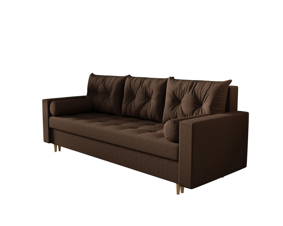 SOFA SKANDI mit Schlaffunktion COSMIC 800 mit Stauraum - Braun, Textil (90/88/232cm) - Bedante