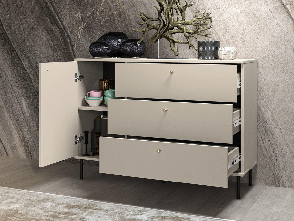 SIDEBOARD CALETTO Beige 120 cm - Beige/Goldfarben, Holzwerkstoff/Metall (120/84.8/40cm) - Selsey