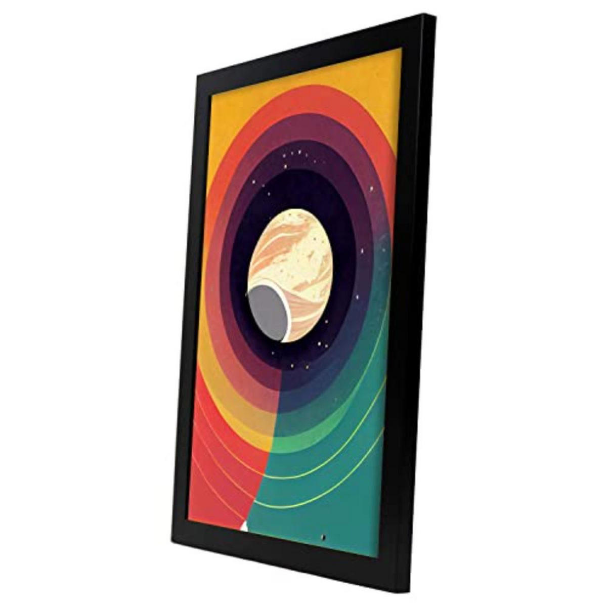 POSTER Set mit 4 Kreisförmig Abstrakt Moderne Galaxien A3 Schwarzer Rahmen - Schwarz, Papier (29.7/3cm) - Nacnic