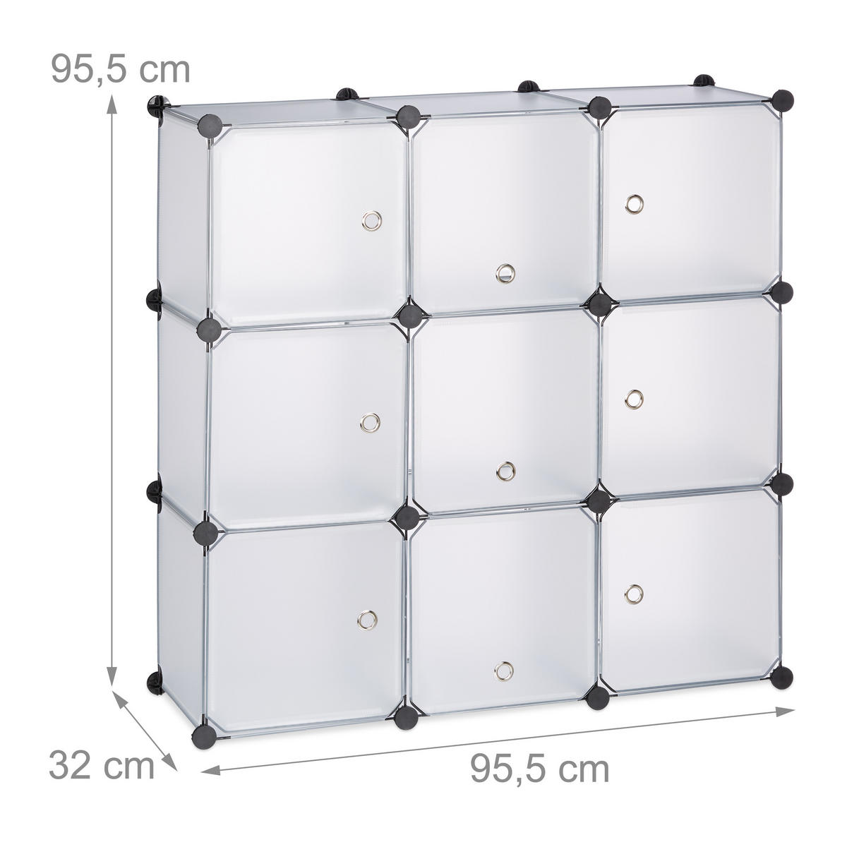 REGALSYSTEM - Transparent, Kunststoff/Metall (32/95.5/95.5cm) - Relaxdays