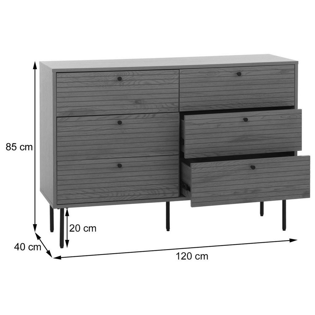 Thumbnail - MCW Kommode, Dunkelbraun, Metall, 120x85x40 cm, Wohnzimmer, Kommoden & Sideboards, Kommoden