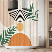 DUSCHVORHANG Schwarz abstrakt geometrisch 180 x 180 cm modern minimalistisch Polyester wasserdicht waschbar - Multicolor, Textil (180/180cm) - MCBOSON