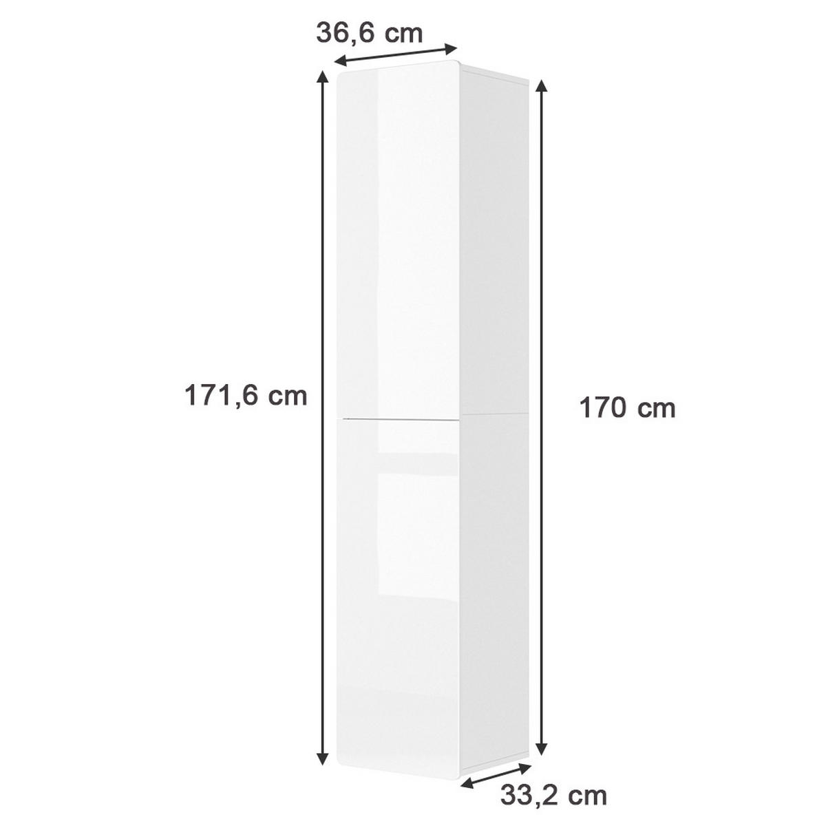 BADSCHRANK Izan Weiß 36.6 x 171.6 cm - Weiß, Holzwerkstoff (36.6/171.6/33.2cm) - Vicco