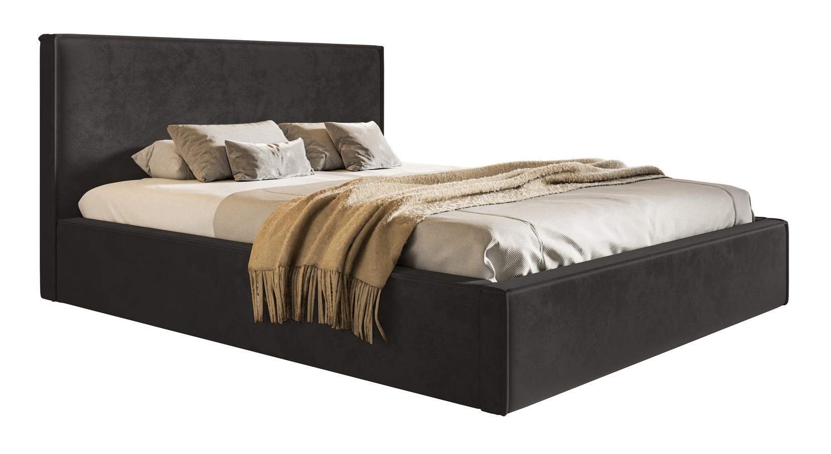 DOPPELBETT 180x200 cm mit Bettkasten Kyoto, Samtstoff, Schwarz - Schwarz, Holz/Textil (180/200cm) - Emporius