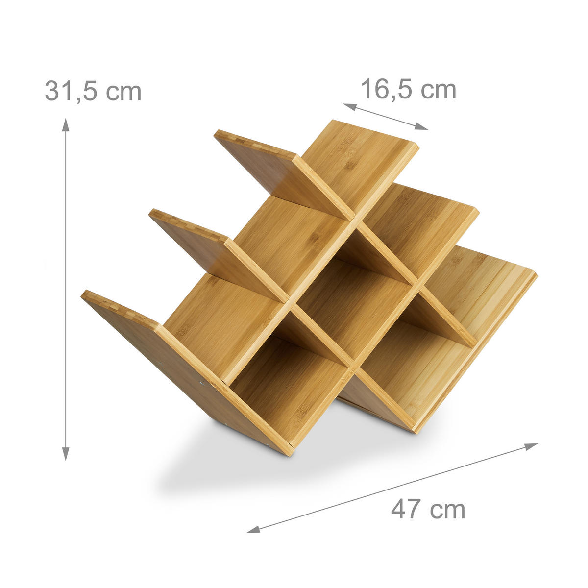 WEINREGAL - Hellbraun, Holz (47/31.5/16.5cm) - Relaxdays