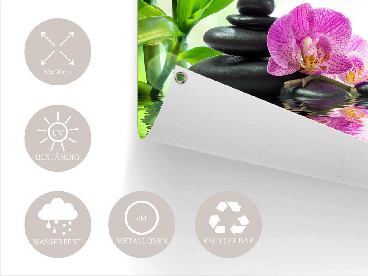 GARTEN-POSTER 90x60 cm Gartendeko: Zen - Rosa, Kunststoff (60/90/2cm) - artissimo