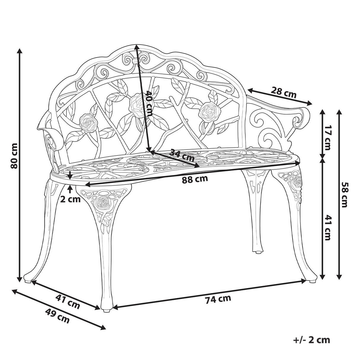 GARTENBANK Dunkelbraun Piura - Dunkelbraun, Metall (88/80/49cm) - Beliani