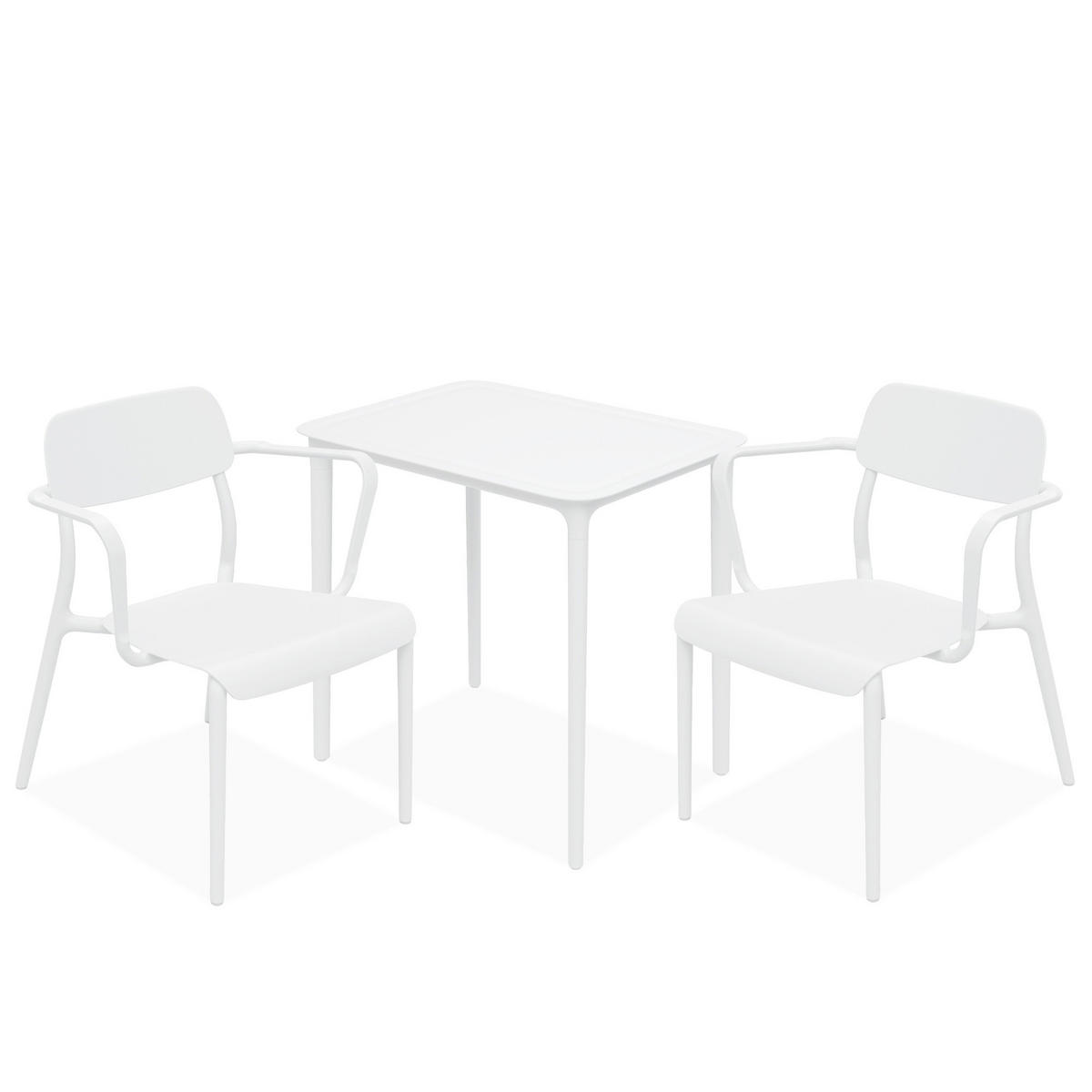 GARTENMÖBEL-SET GALIO, 3-tlg - Weiß, Kunststoff - KONSIMO®