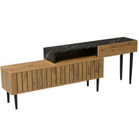 TV-STÄNDER mit Regalfächern MDF in Marmor- und Holzoptik - Braun, Holzwerkstoff (30/58/129cm) - Beauniv
