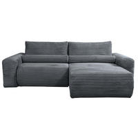 ECKSOFA Leo grau beidseitig montierbar - Schwarz/Grau, Kunststoff/Textil (255/85cm) - Selsey