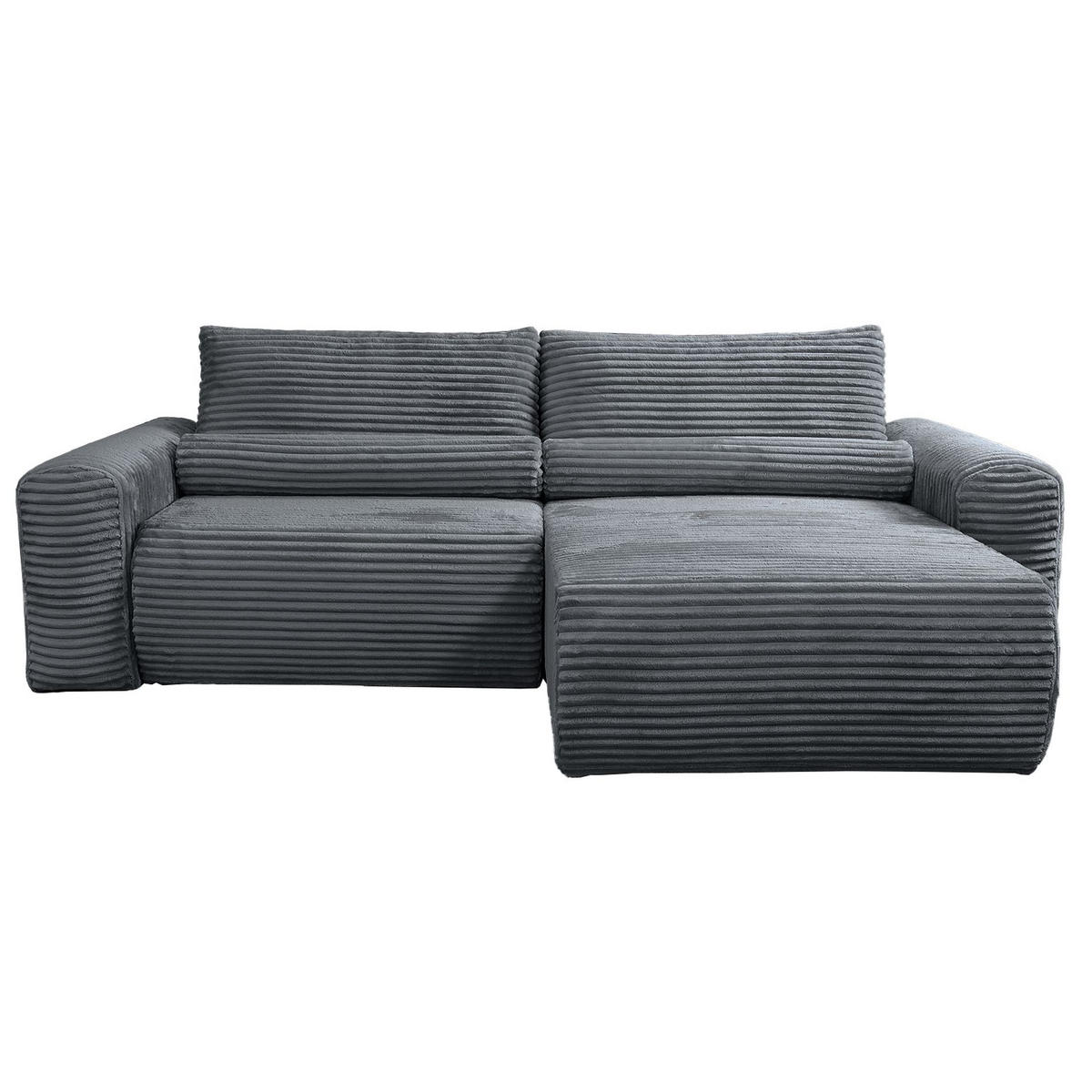 ECKSOFA Leo grau beidseitig montierbar - Schwarz/Grau, Kunststoff/Textil (255/85cm) - Selsey